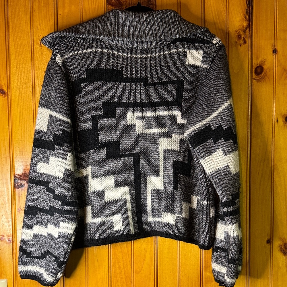 Z Supply from Anthropologie Black & Gray Aztec Patterned Turtleneck Zip Sweater - Picture 7 of 7